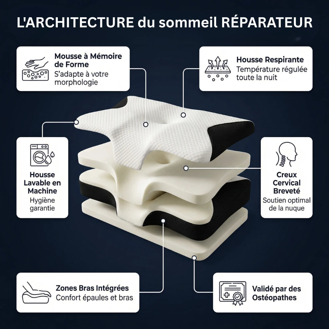 CerviCloud™ Oreiller cervical ergonomique